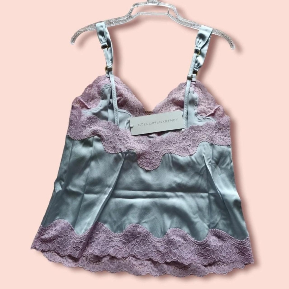 Stella mcartney pale blue/pink silk blend camiSize medium uk 10 - Picture 2 of 4